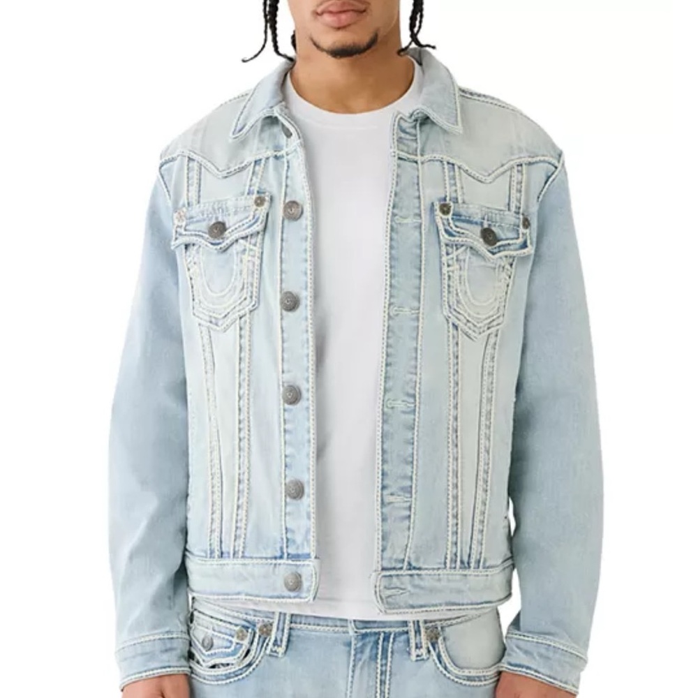 🔥 True Religion Jimmy Big T Denim Jacket – Men’s Size L 🔥
